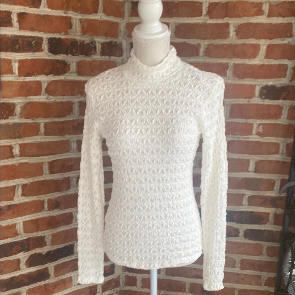 Sanctuary White Fitted Ribbed Long Sleeve Blouse NWT